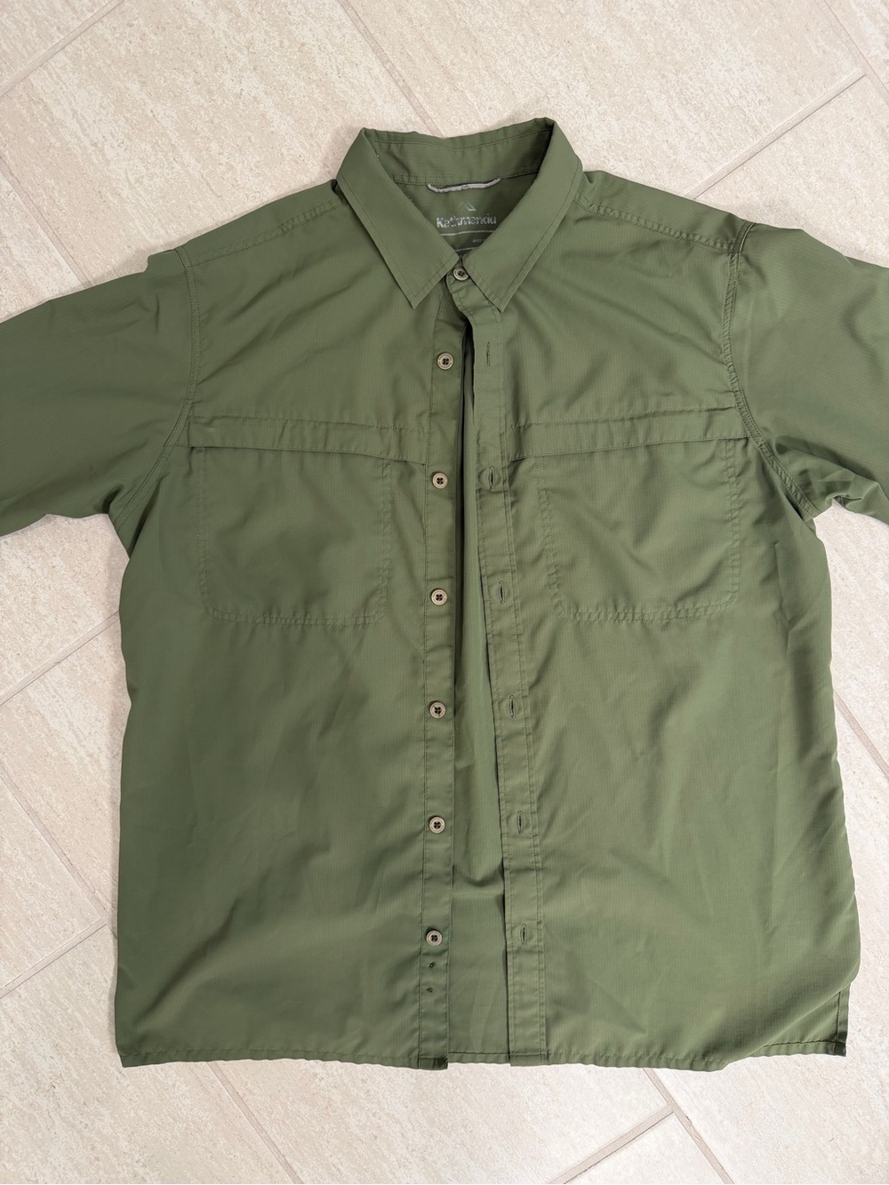QuickDRY Olive Green Button-Up Shirt